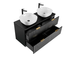 Móvel de lavatório duplo Adriel preto mate 120cm