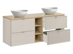 Móvel de lavatório duplo Alba caxemira 140cm