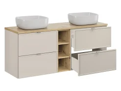 Móvel de lavatório duplo Alba caxemira 140cm