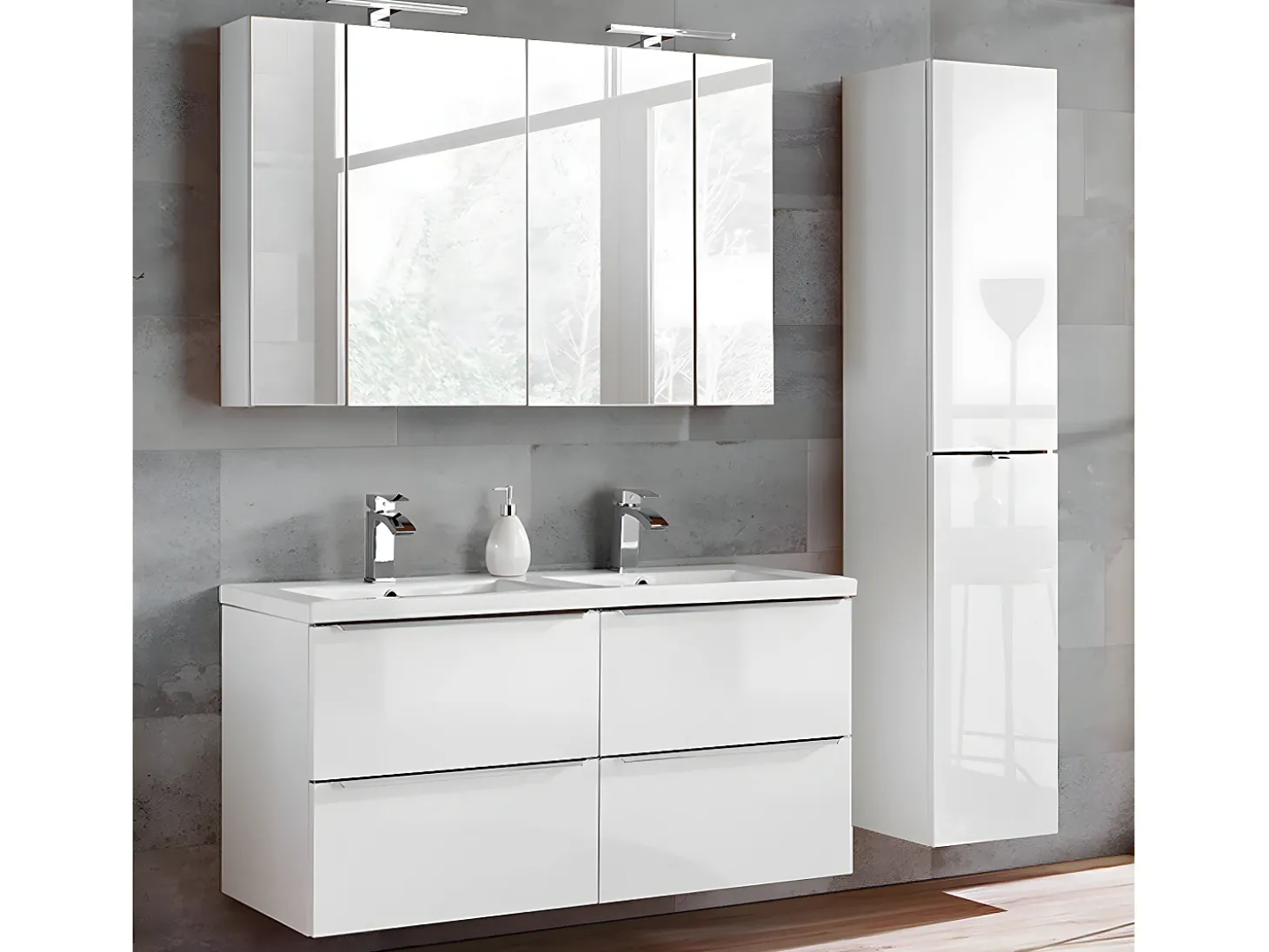 Móvel de lavatório duplo April branco 120cm