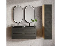 Móvel de lavatório duplo Elora preto e madeira 120cm