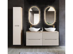 Móvel de lavatório duplo Elora bege e madeira 120cm