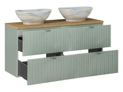Móvel de lavatório duplo Jade verde e madeira 120cm