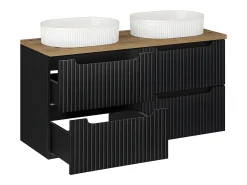 Móvel de lavatório duplo Riva preto e madeira 120cm