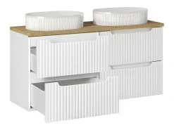 Móvel de lavatório duplo Riva branco e madeira 120cm