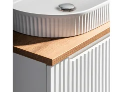 Móvel de lavatório duplo Riva branco e madeira 120cm