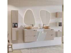 Móvel de lavatório duplo Riva caxemira 160cm