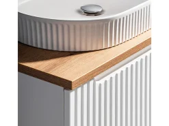 Móvel de lavatório duplo Riva branco e madeira 160cm