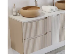 Móvel de lavatório duplo Riva caxemira 140cm
