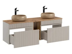 Móvel de lavatório duplo Zelie caxemira 140cm