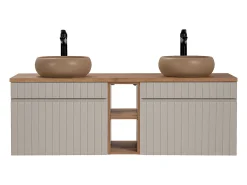 Móvel de lavatório duplo Zelie caxemira 140cm