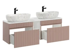 Móvel de lavatório duplo Zelie rosa 140cm