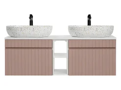 Móvel de lavatório duplo Zelie rosa 140cm