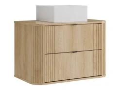 Móvel de lavatório único suspenso com lavatório de pousar quadrado, natural claro, 80 cm, FILOR