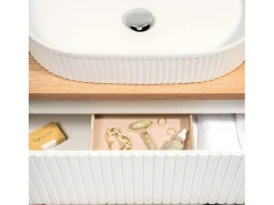Móvel de lavatório Riva branco e madeira 60cm