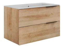 Móvel de lavatório simples com coluna - Cor natural claro - 80 cm - NISAYA