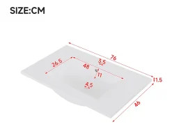 Móvel de lavatório suspenso com cuba única em cerâmica - 76 x 46 x 51 cm - acabamento lacado - com LEDs + 2 gavetas + porta - cerâmica + MDF - azul