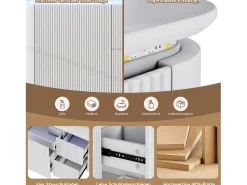 Móvel de lavatório suspenso com cuba única em cerâmica - 80,5 x 47 x 51 cm - acabamento lacado - com LEDs + 3 gavetas - cerâmica + MDF - branco
