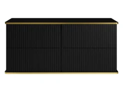 Móvel de lavatório suspenso com acabamento canelado dourado, preto, 120 cm de largura, KELIZA