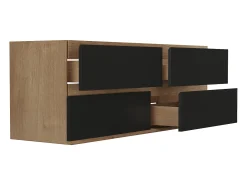 Móvel de lavatório suspenso - Natural claro e preto - 150 cm - SABURI