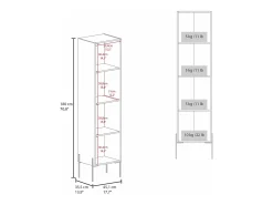 Móvel de parede para casa de banho em melamina Sealy com 2 portas e 4 prateleiras , Chumbo , 180 cm X 45,1 cm X 35,5 cm