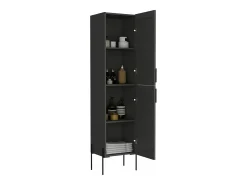 Móvel de parede para casa de banho em melamina Sealy com 2 portas e 4 prateleiras , Chumbo , 180 cm X 45,1 cm X 35,5 cm