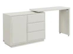 Móvel de toucador com canto giratório, 3 gavetas e 1 porta em MDF bege - VELANTO