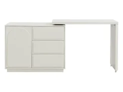 Móvel de toucador com canto giratório, 3 gavetas e 1 porta em MDF bege - VELANTO