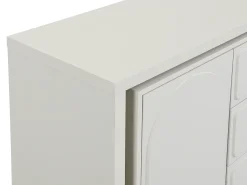 Móvel de toucador com canto giratório, 3 gavetas e 1 porta em MDF bege - VELANTO