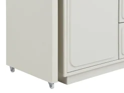 Móvel de toucador com canto giratório, 3 gavetas e 1 porta em MDF bege - VELANTO