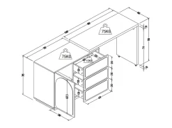 Móvel de toucador com canto giratório, 3 gavetas e 1 porta em MDF bege - VELANTO