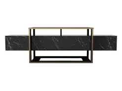Móvel de TV - 2 nichos - Efeito mármore preto e dourado - COMEBI