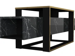 Móvel de TV - 2 nichos - Efeito mármore preto e dourado - COMEBI