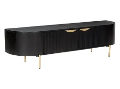 Móvel de TV 2 portas madeira mangueira e metal dourado, cor preta - NEVILI de Maison Céphy