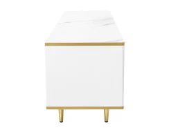 Móvel de TV baixo branco com duas gavetas e portas, para sala de estar, quarto, branco, 175x40x45cm