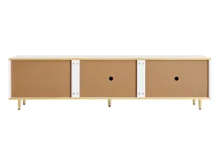Móvel de TV baixo branco com duas gavetas e portas, para sala de estar, quarto, branco, 175x40x45cm