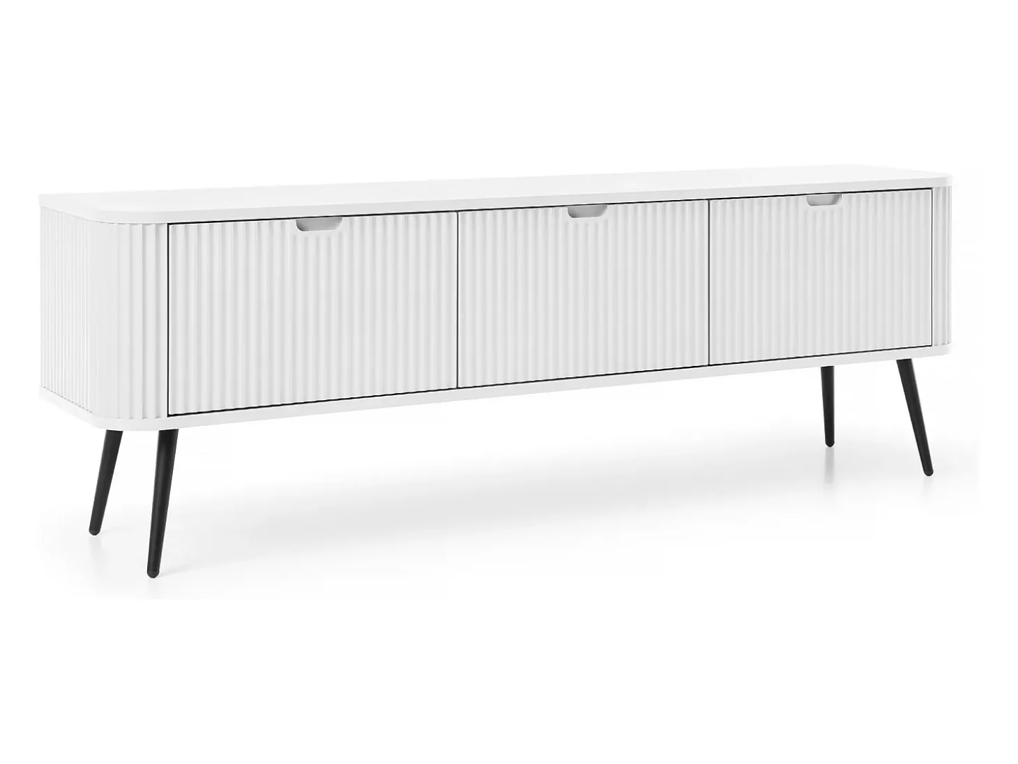 Móvel de TV: Branco, Pernas pretas, 168 x 57 x 39 cm