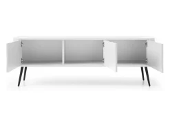 Móvel de TV: Branco, Pernas pretas, 168 x 57 x 39 cm