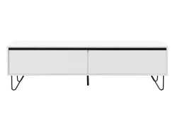 Móvel de TV com 2 gavetas em MDF e aço branco e preto - ABUJA