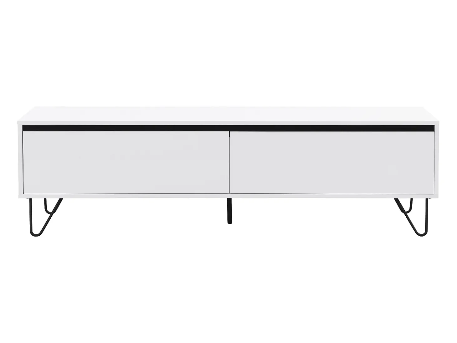 Móvel de TV com 2 gavetas em MDF e aço branco e preto - ABUJA