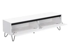 Móvel de TV com 2 gavetas em MDF e aço branco e preto - ABUJA