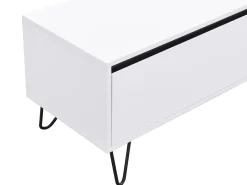 Móvel de TV com 2 gavetas em MDF e aço branco e preto - ABUJA