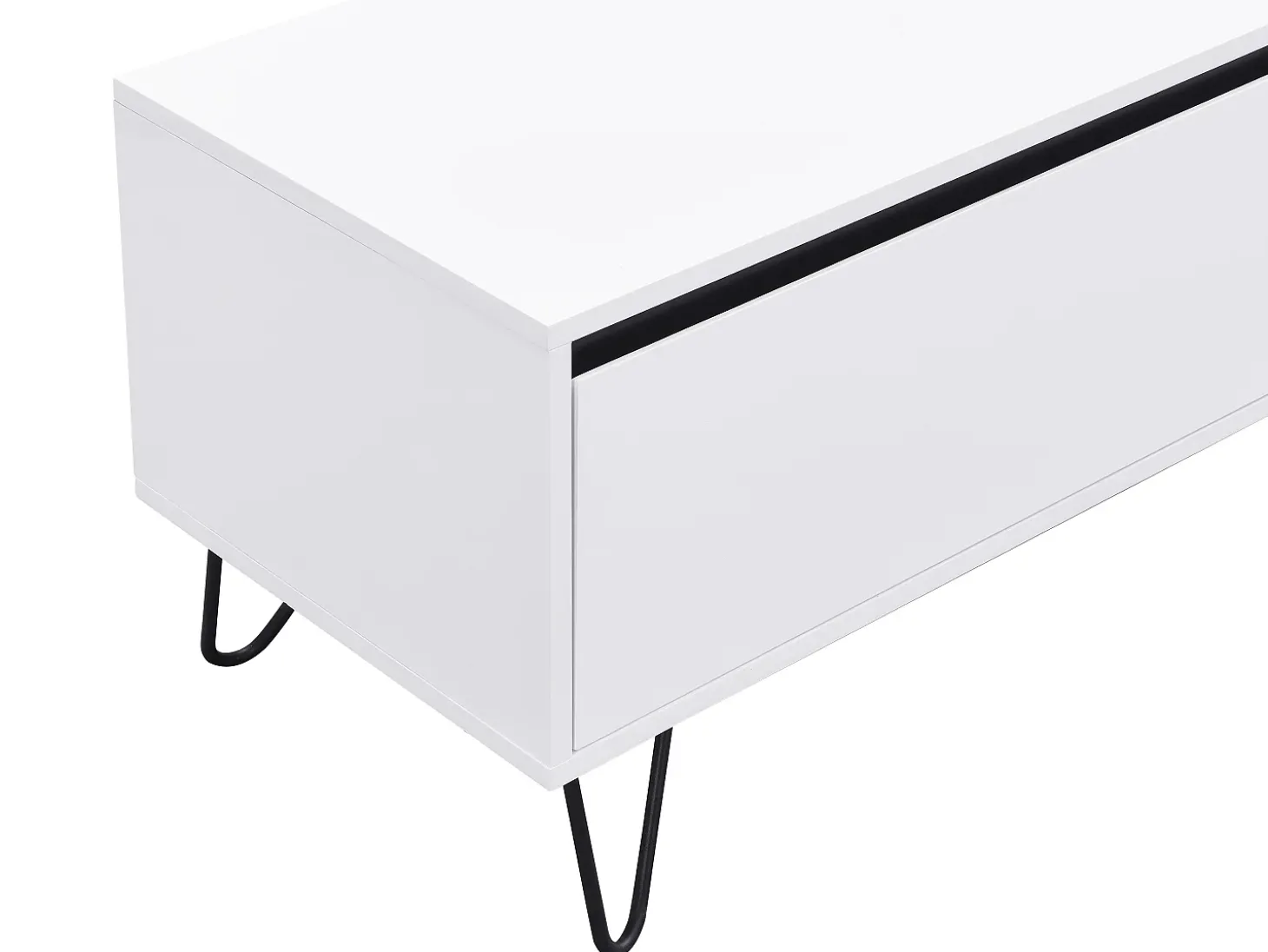 Móvel de TV com 2 gavetas em MDF e aço branco e preto - ABUJA