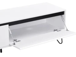 Móvel de TV com 2 gavetas em MDF e aço branco e preto - ABUJA