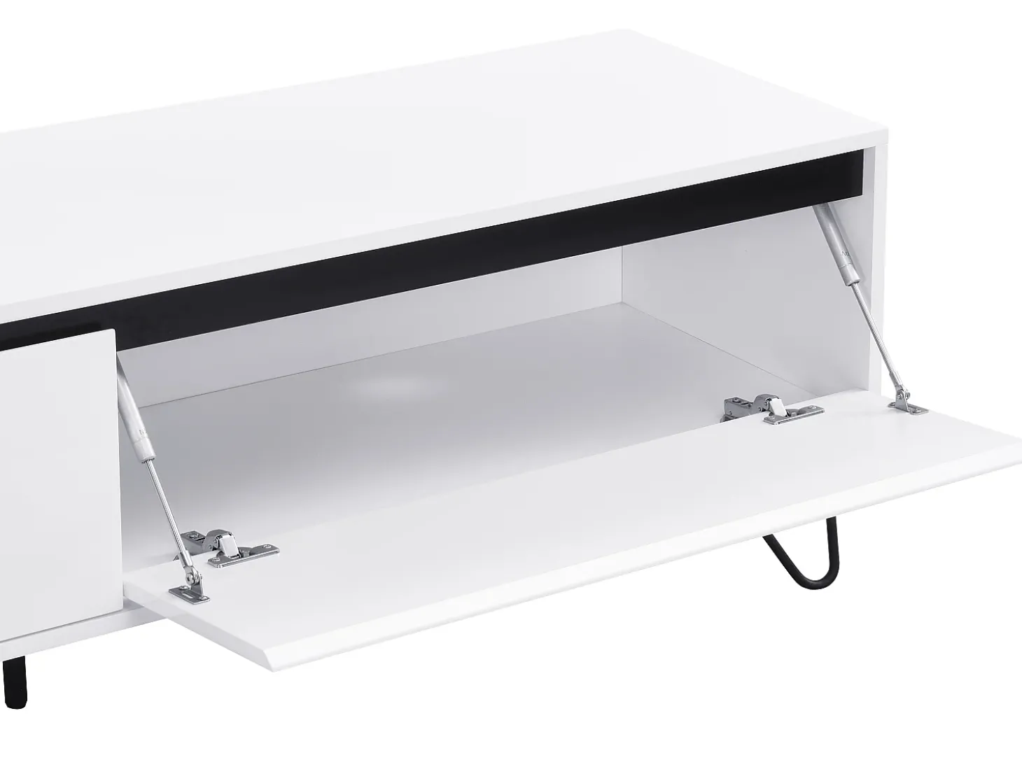 Móvel de TV com 2 gavetas em MDF e aço branco e preto - ABUJA