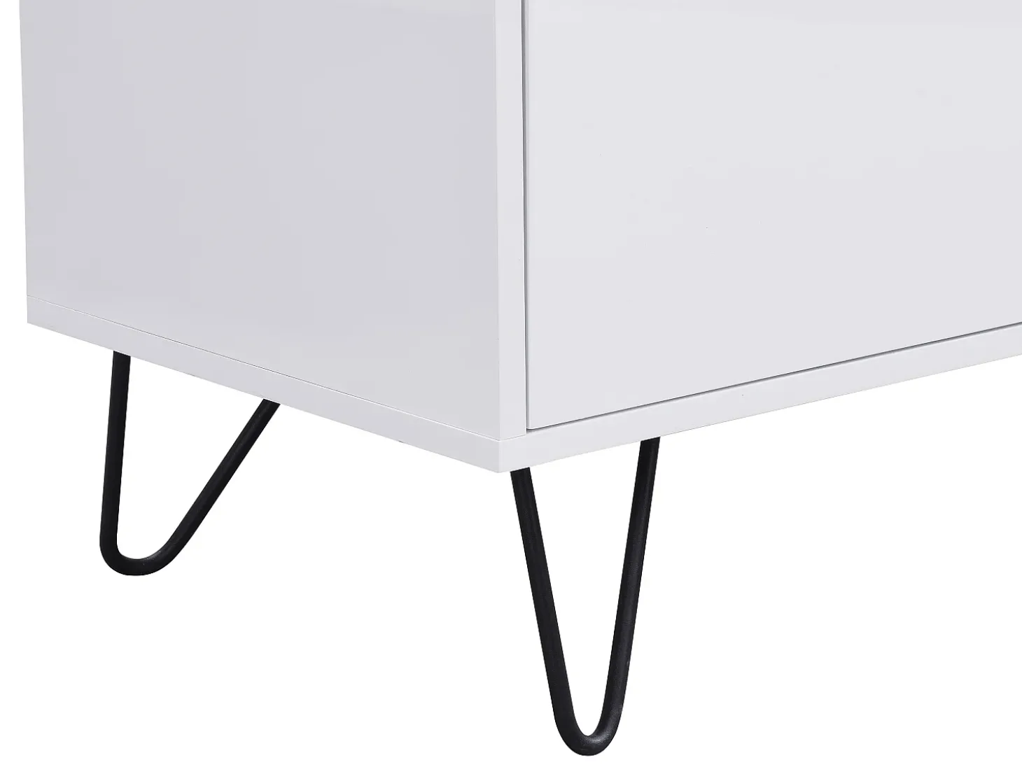 Móvel de TV com 2 gavetas em MDF e aço branco e preto - ABUJA