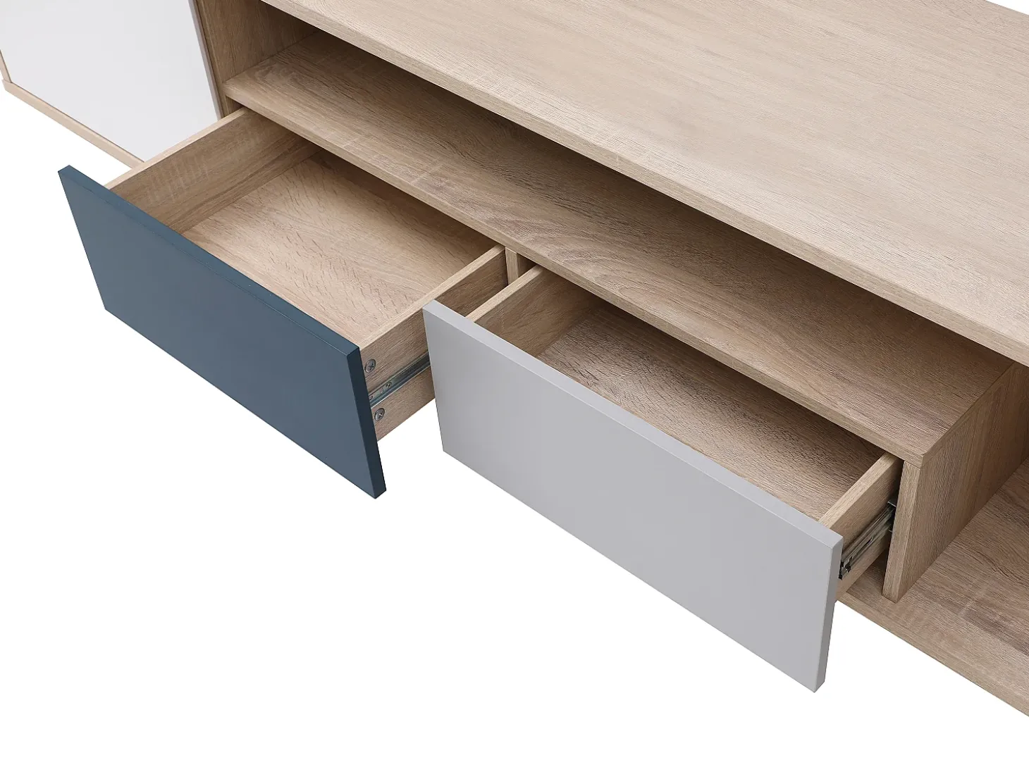 Móvel de TV com 1 porta, 2 gavetas e 1 nicho multicolor - FILUTIA