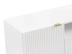 Móvel de TV com 2 portas, 2 gavetas e 2 nichos em MDF e aço branco e dourado YESINIA