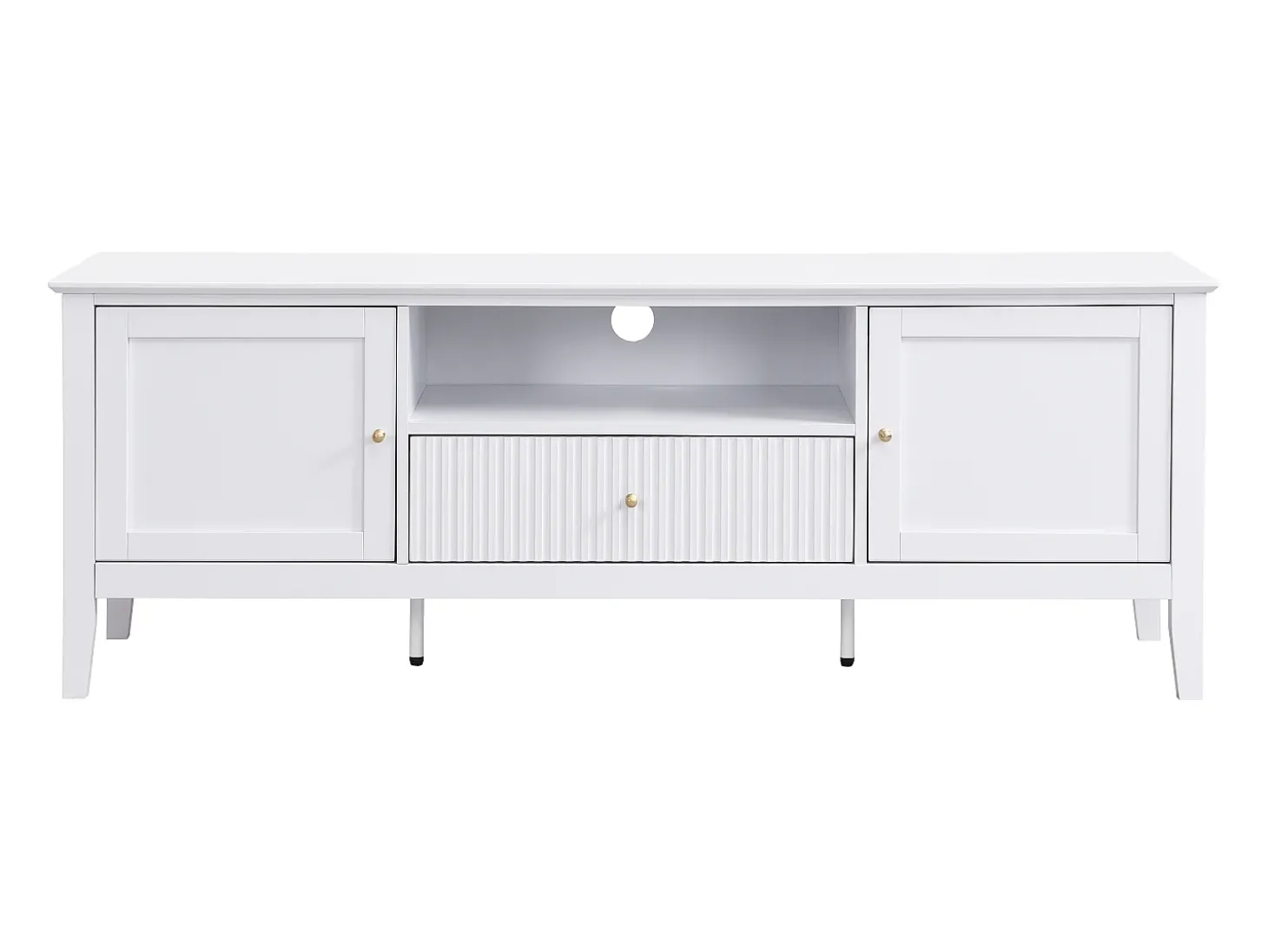 Móvel de TV com 2 portas, 1 gaveta e 1 nicho em MDF branco - NARIVA