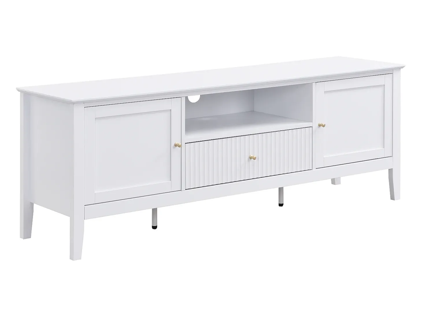 Móvel de TV com 2 portas, 1 gaveta e 1 nicho em MDF branco - NARIVA